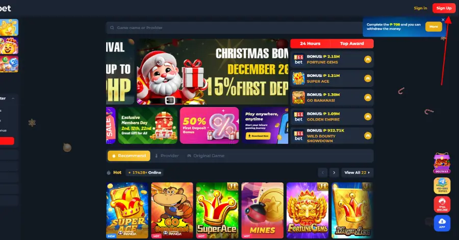 Go to official website of 711Bet and click sign up to register
